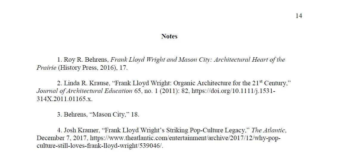 Chicago endnotes sample page