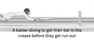A batter diving to get their bat in the crease before they get run out