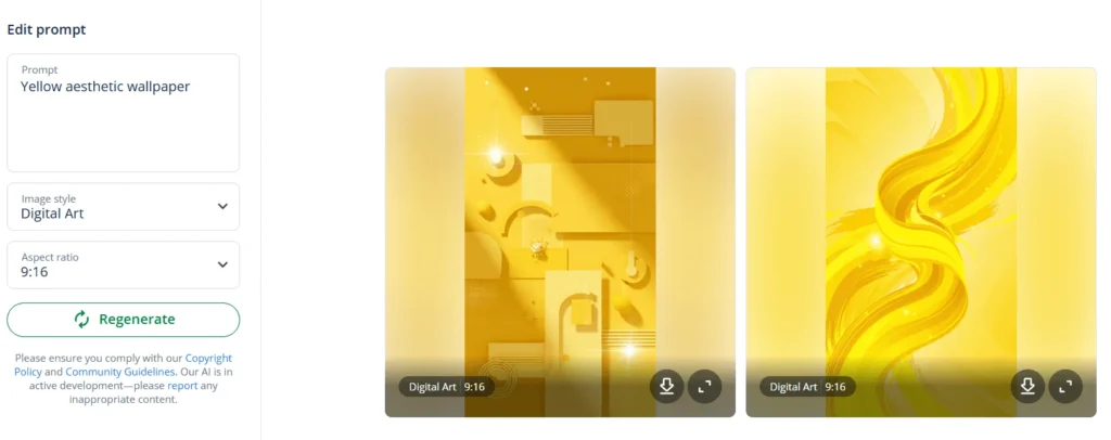 AI yellow wallpaper generator