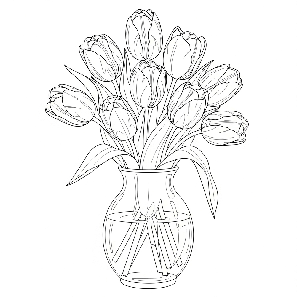 Frühlings-Ausmalbild für Erwachsene