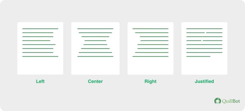 Imaging showing left, center, right, and justified alignment options.