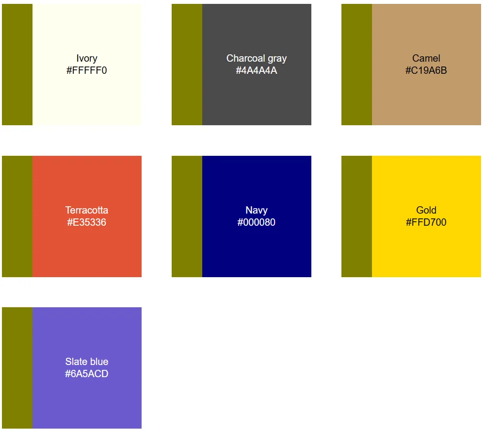 Colors that go well with olive green