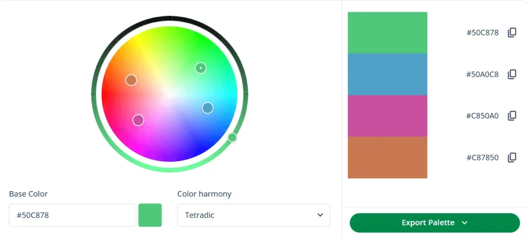 Emerald green color palette