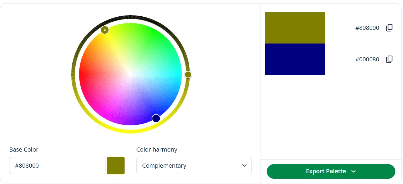 Olive green color palette