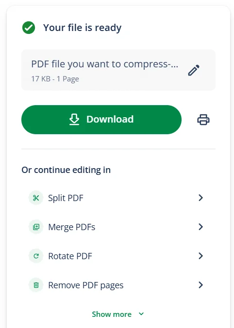 Compress PDF tool download step