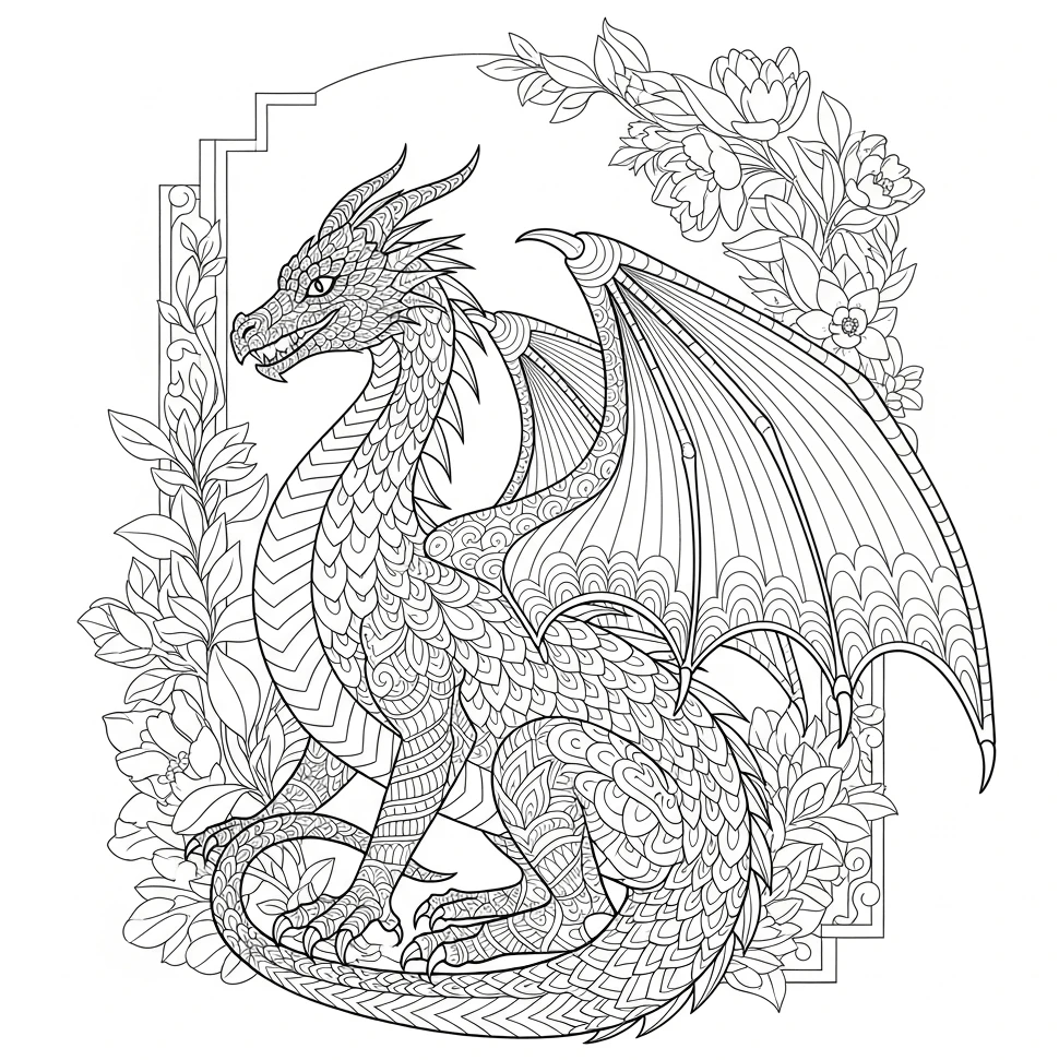 Drachen-Ausmalbild
