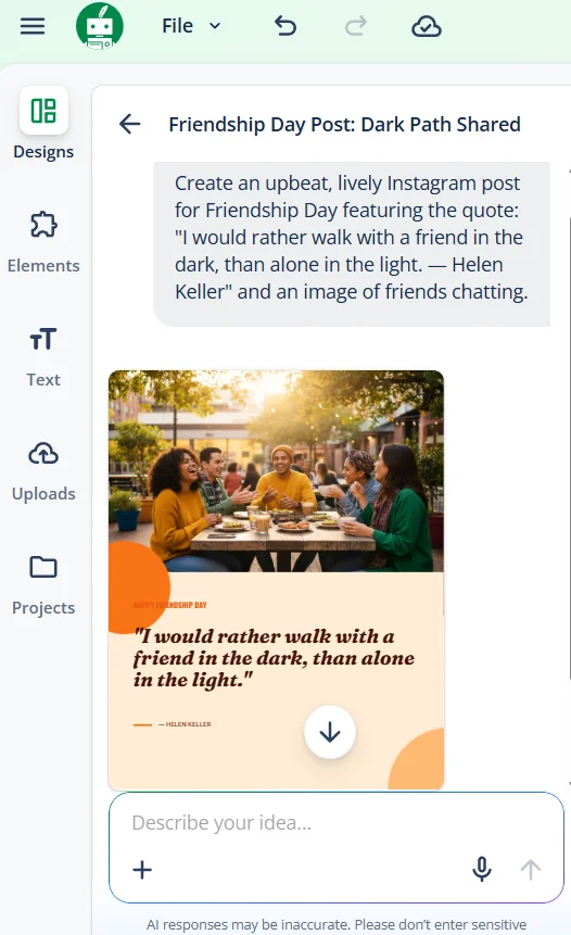 Quillbot friendship day social media post example