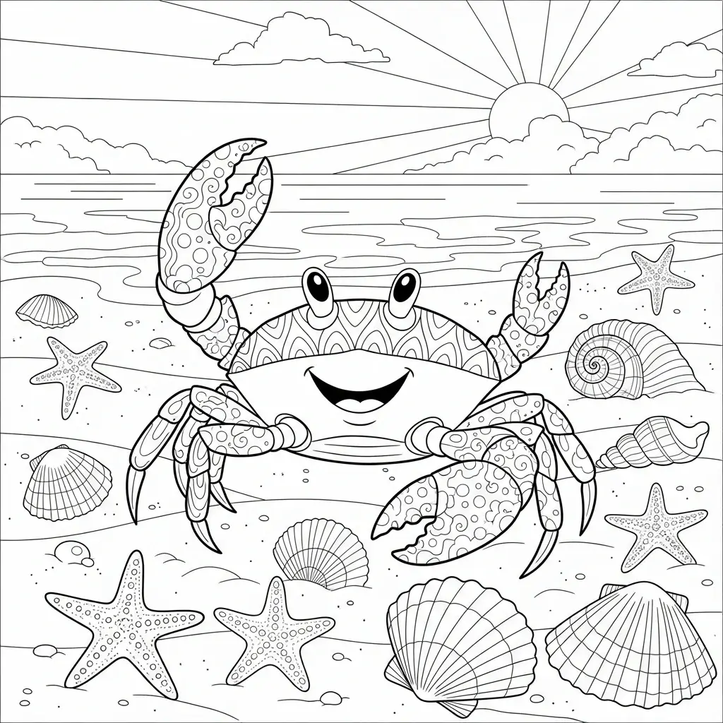 coloriage été crabe