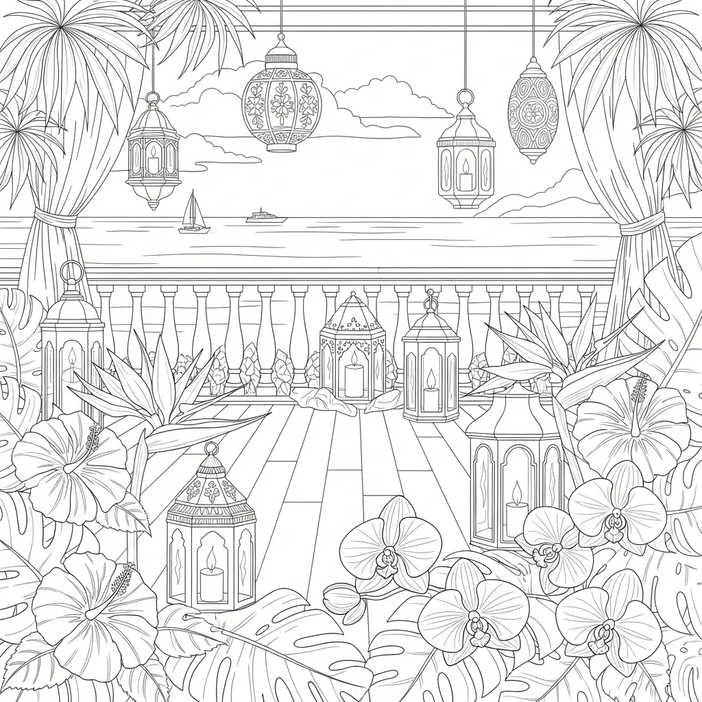 coloriage été lampions