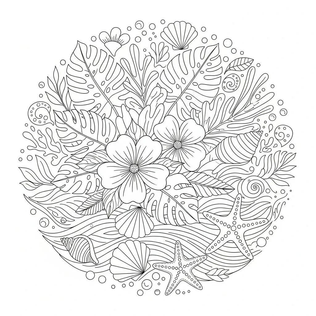 coloriage été mandala fleurs