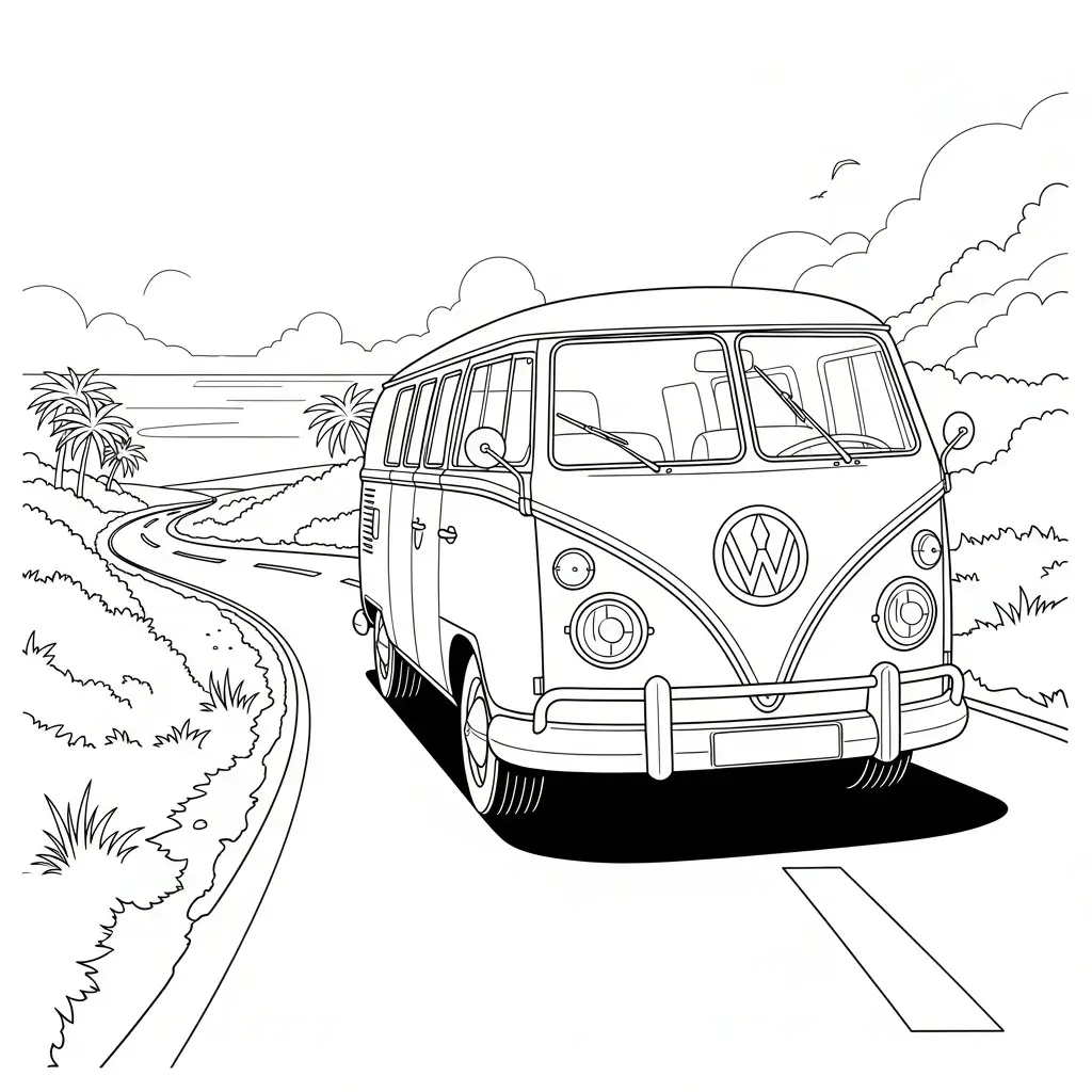 coloriage été van vw