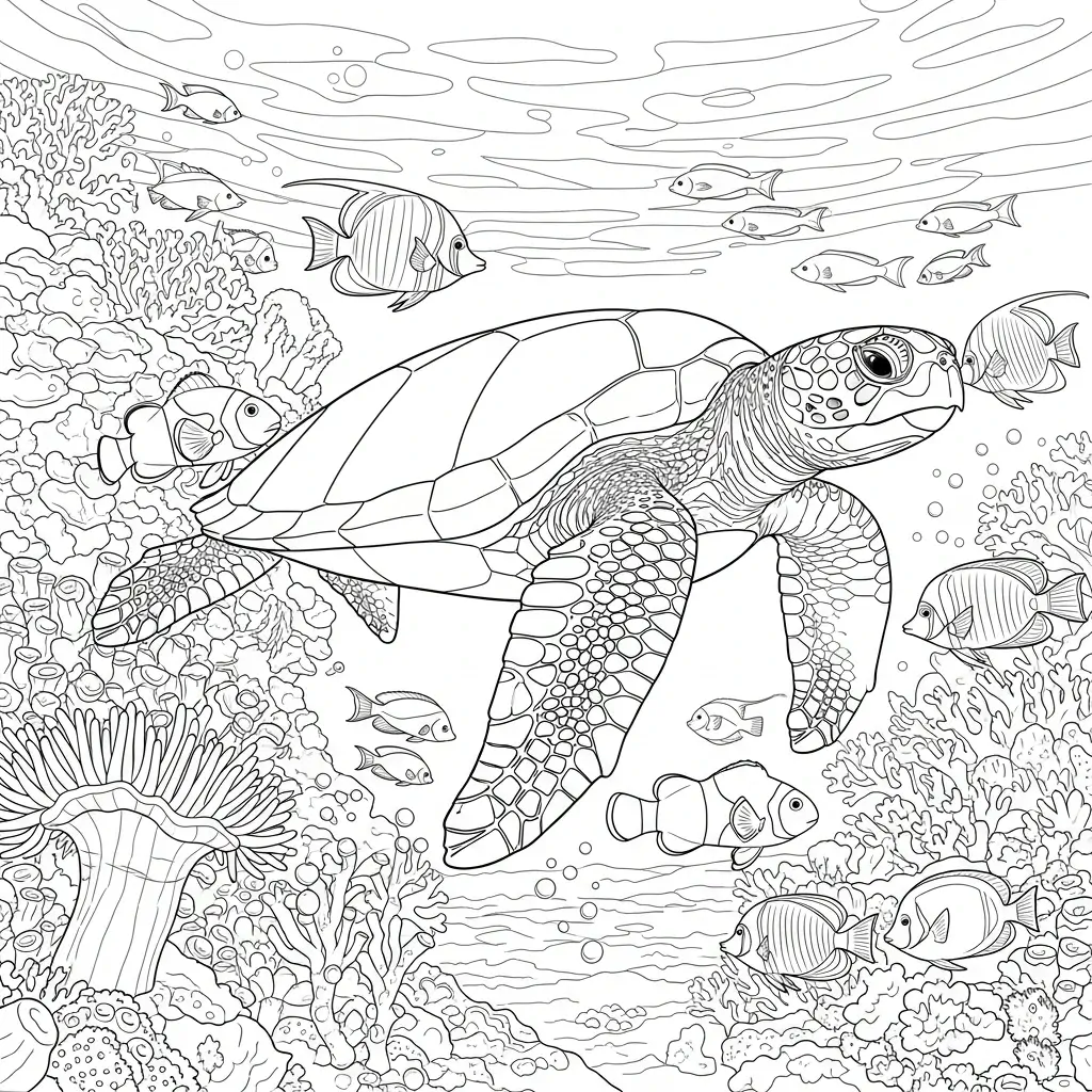 coloriage été tortue