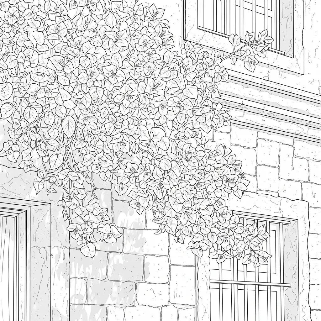 realistic flower coloring page - bougainvillea