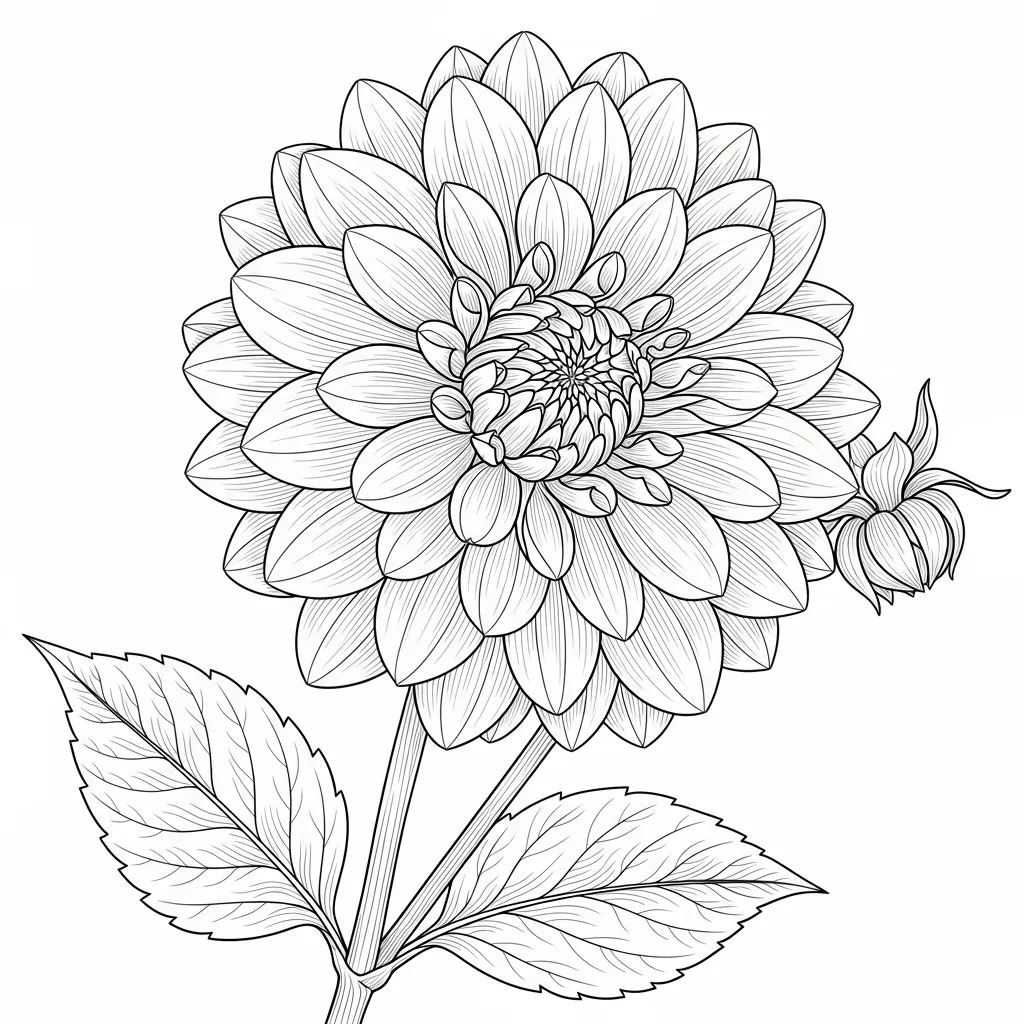 realistic flower coloring page - dalia