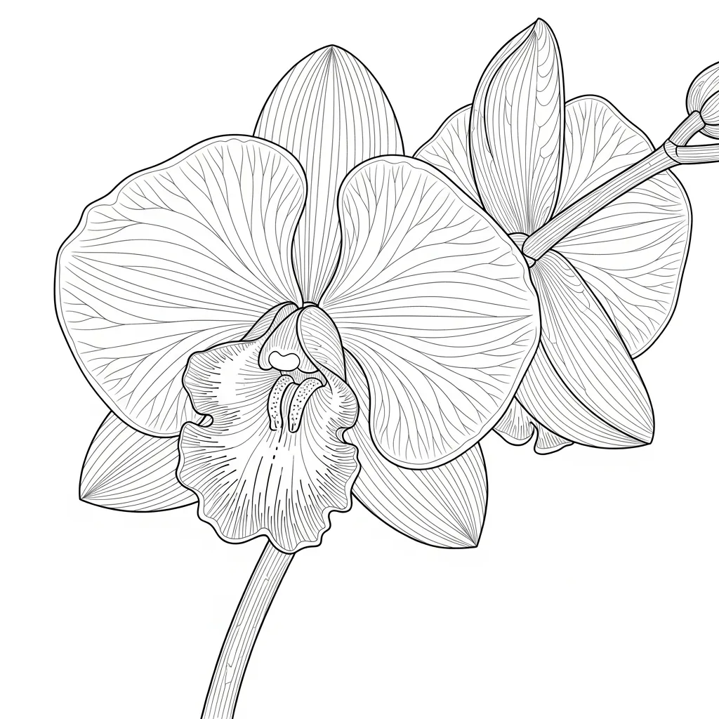 realistic flower coloring page - orchid