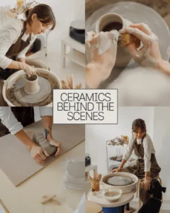 instagram post template of behind the scenes for an ecommerce pottery brand